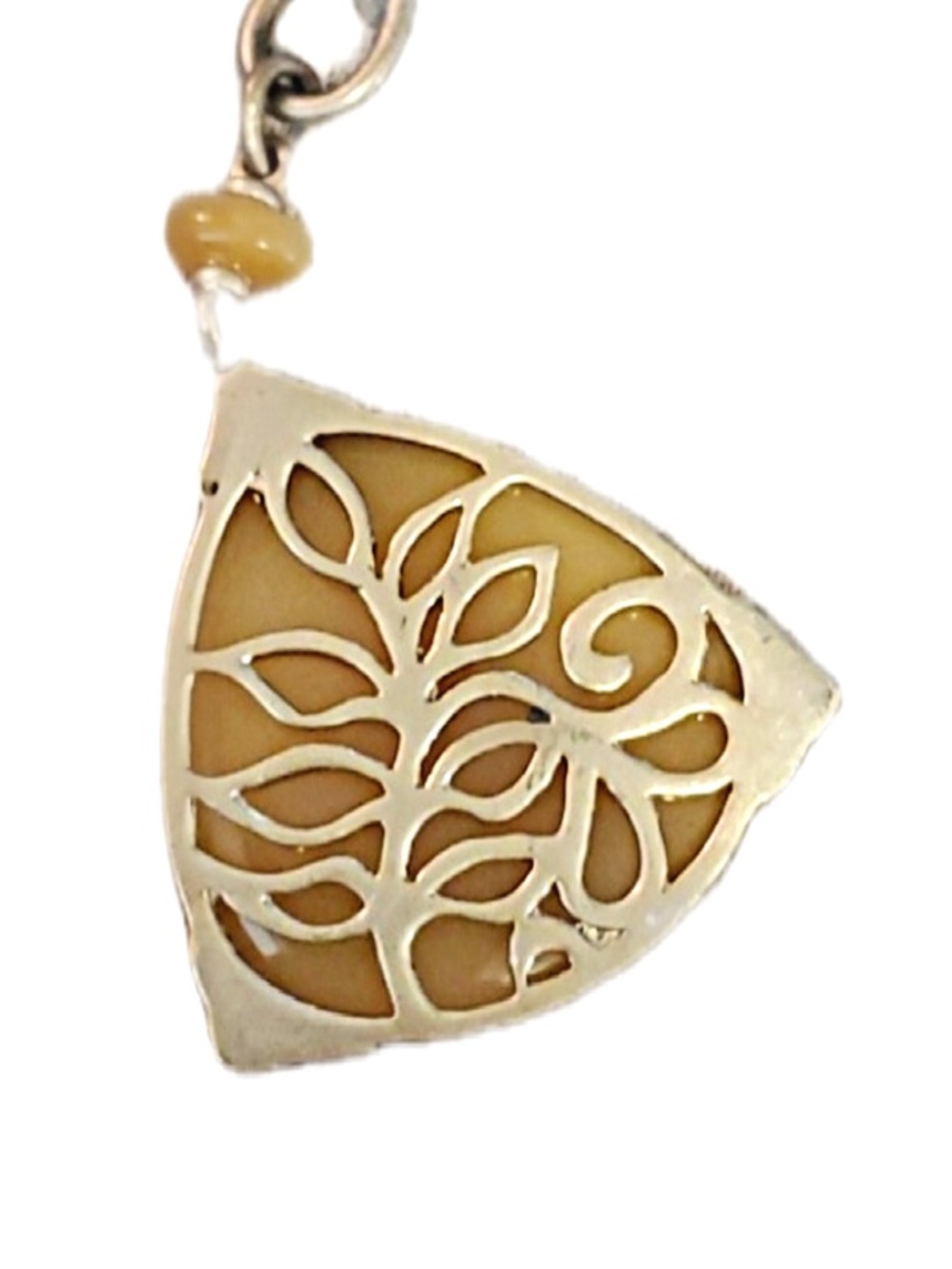 Vintage Monet Gold Tone Triangular Yellow Agate Pendant Necklace. - Picture 8 of 9